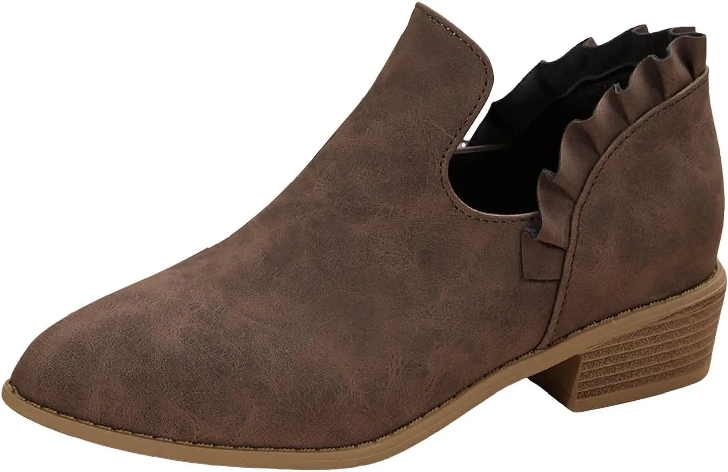 AMDBEL Fall Boots for Women 2024 Ankle Booties Low Heel Short Boots V Cut Chelsea Boots Pointd Toe Fall Winter Dressy Shoes