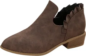 AMDBEL Fall Boots for Women 2024 Ankle Booties Low Heel Short Boots V Cut Chelsea Boots Pointd Toe Fall Winter Dressy Shoes
