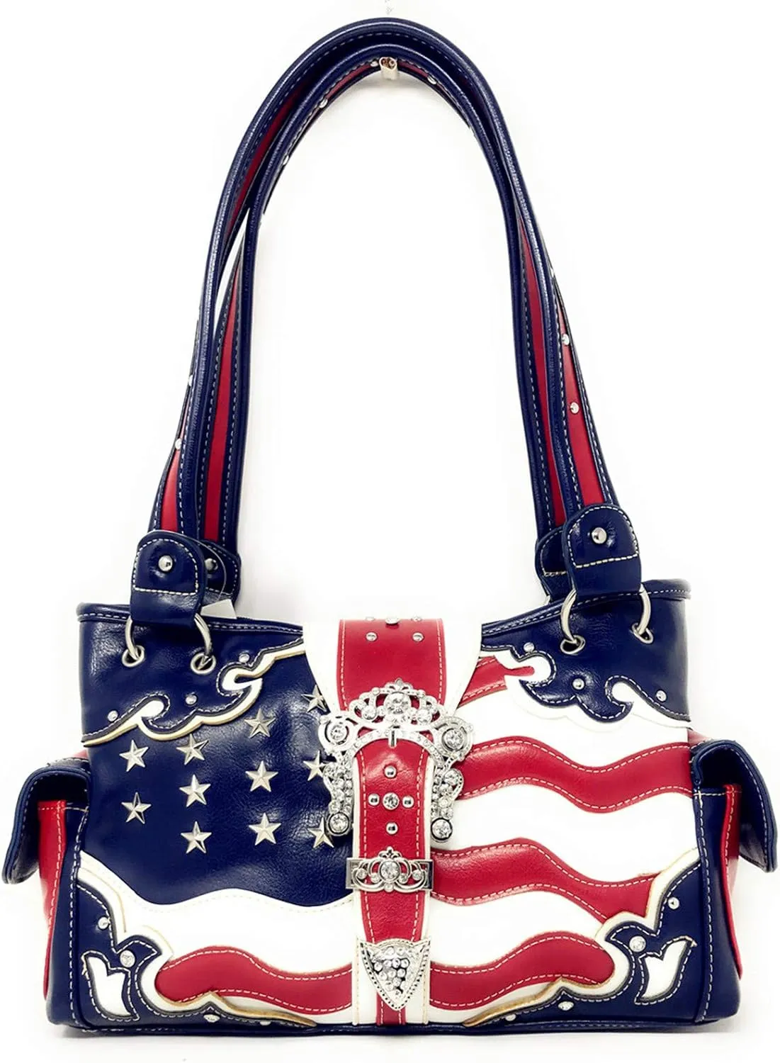 American Flag Rhinestone Handbag, Purse Wallet in Multi Colors