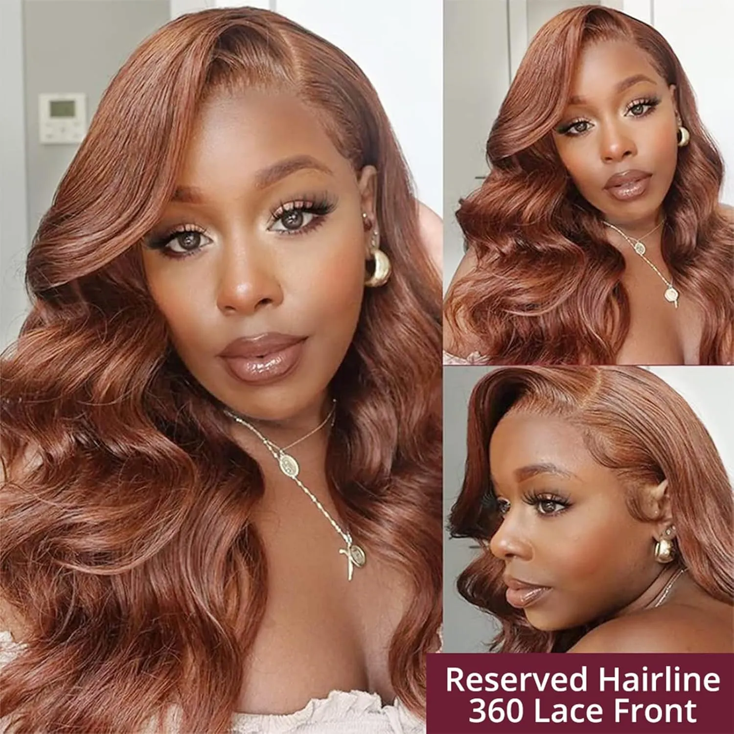 AMIRTY 200% Density Orange Ginger Lace Front Wigs Human Hair 13X4 HD Transparent Lace Front Wigs Human Hair Pre Plucked with Baby Hair Chestnut Brown #33 Wigs For Women
