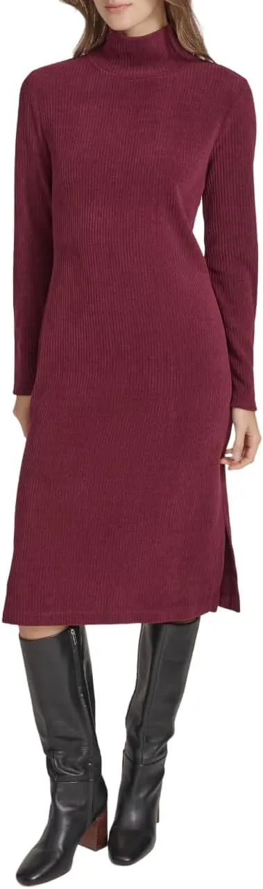 Andrew Marc Women's Long Sleeve Turtleneck Ribbed Dress