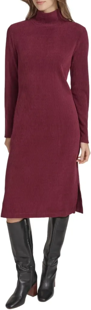 Andrew Marc Women's Long Sleeve Turtleneck Ribbed Dress