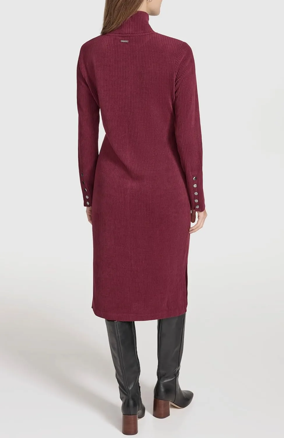 Andrew Marc Women's Long Sleeve Turtleneck Ribbed Dress
