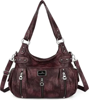 Angelkiss Large Purses and Handbags for Women Washed Faux Leather Crossbody Hobo Satchel Shoulder Handbag Tote Purse