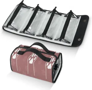Animal Claws Style Toiletry Bag Water Proof Travel Makeup Case Large Capacity 4 in 1 Foldable Cosmetics Storage for Women Men Removable Zipper Clear PVC Pockets