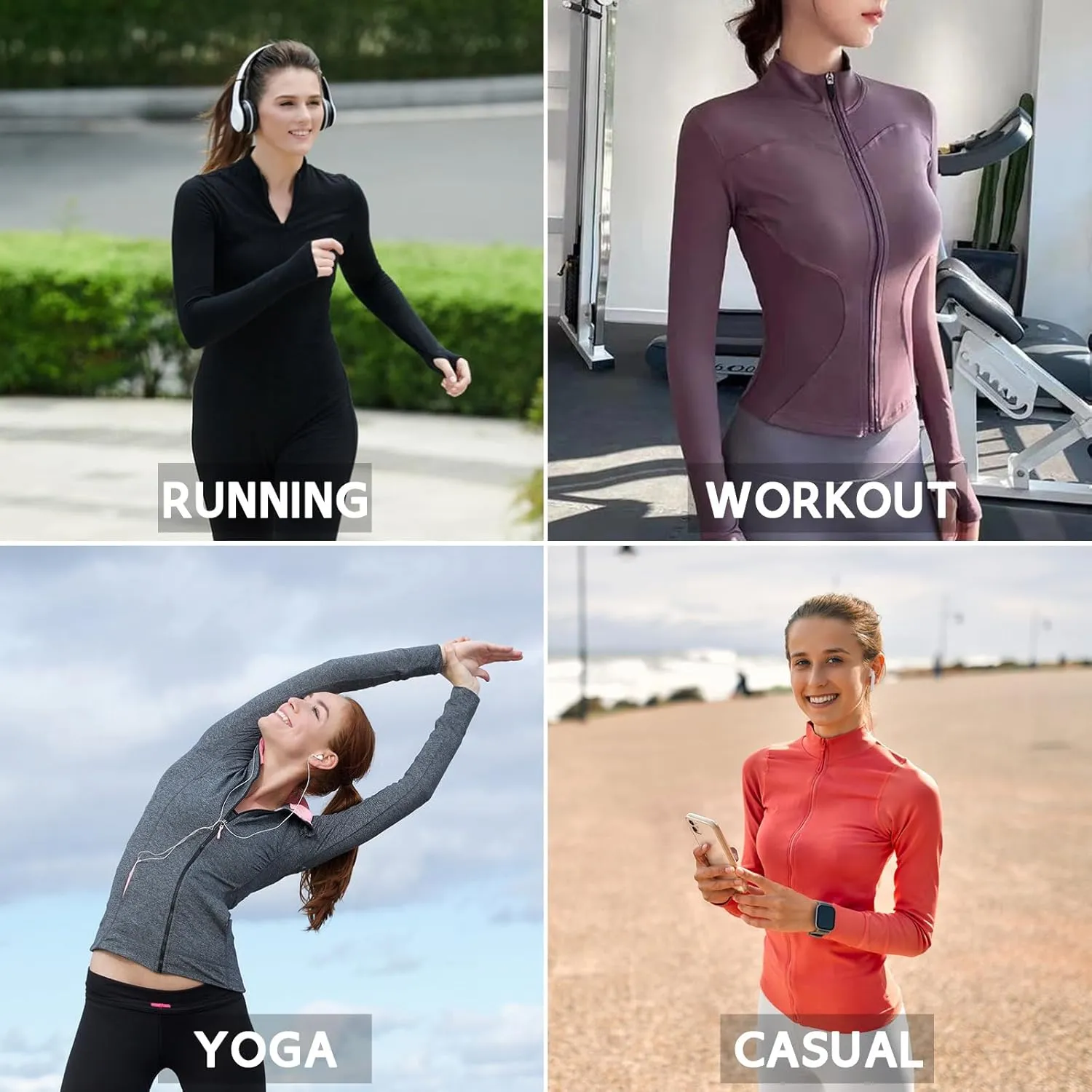 ANIVIVO Women's Zip Up Workout Jackets Athletic Running Jackets Slim Fit Lightweight Yoga Jacket with Pockets