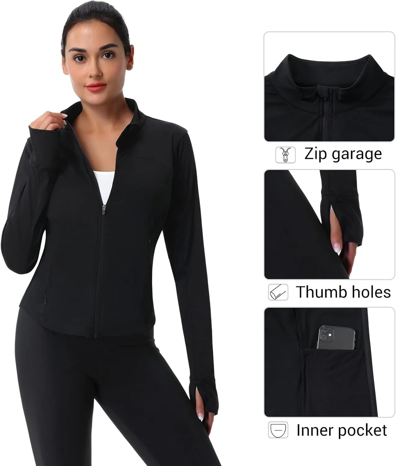 ANIVIVO Women's Zip Up Workout Jackets Athletic Running Jackets Slim Fit Lightweight Yoga Jacket with Pockets