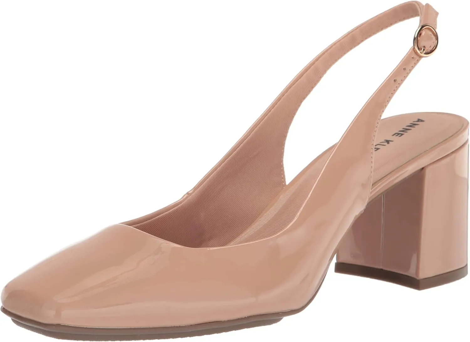 Anne Klein Womens Faux Leather Square Toe Slingback Heels