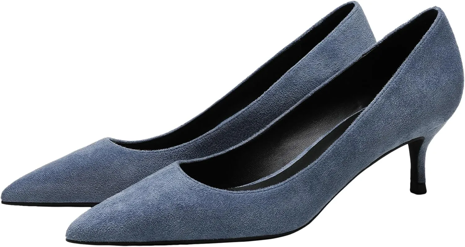 ANUFER Women's Velvet 5CM/8CM High Heels Elegant Pointed Toe Pumps Office Work Shoes