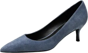 ANUFER Women's Velvet 5CM/8CM High Heels Elegant Pointed Toe Pumps Office Work Shoes