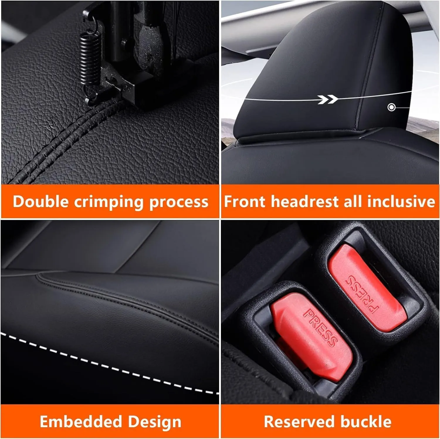 AOMSAZTO Custom Fit RAV4 Seat Covers for Toyota RAV4 LE 2013 2014 2015 2016 2017 2018 (NOT for Hybrid) - Full Set Faux Leather (Black)