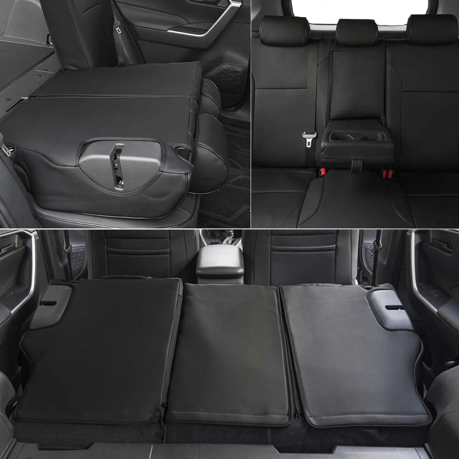 AOMSAZTO Custom Fit RAV4 Seat Covers for Toyota RAV4 LE 2013 2014 2015 2016 2017 2018 (NOT for Hybrid) - Full Set Faux Leather (Black)