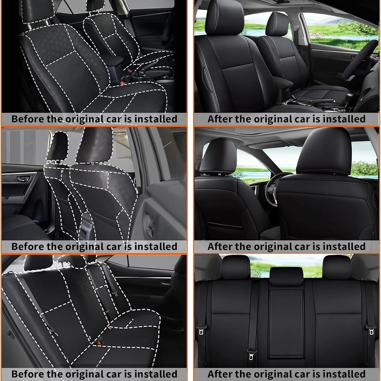 AOMSAZTO Custom Fit RAV4 Seat Covers for Toyota RAV4 LE 2013 2014 2015 2016 2017 2018 (NOT for Hybrid) - Full Set Faux Leather (Black)