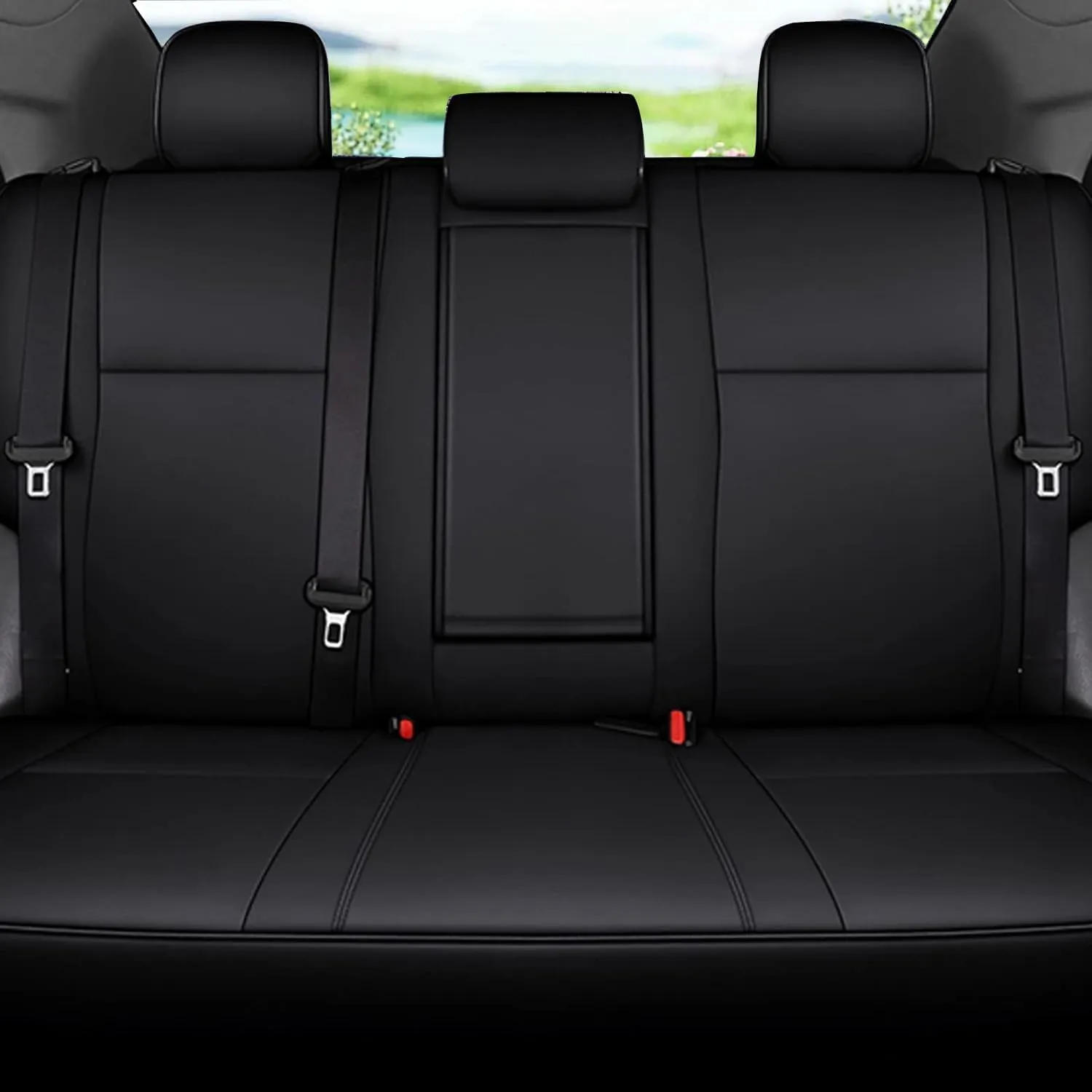 AOMSAZTO Custom Fit RAV4 Seat Covers for Toyota RAV4 LE 2013 2014 2015 2016 2017 2018 (NOT for Hybrid) - Full Set Faux Leather (Black)