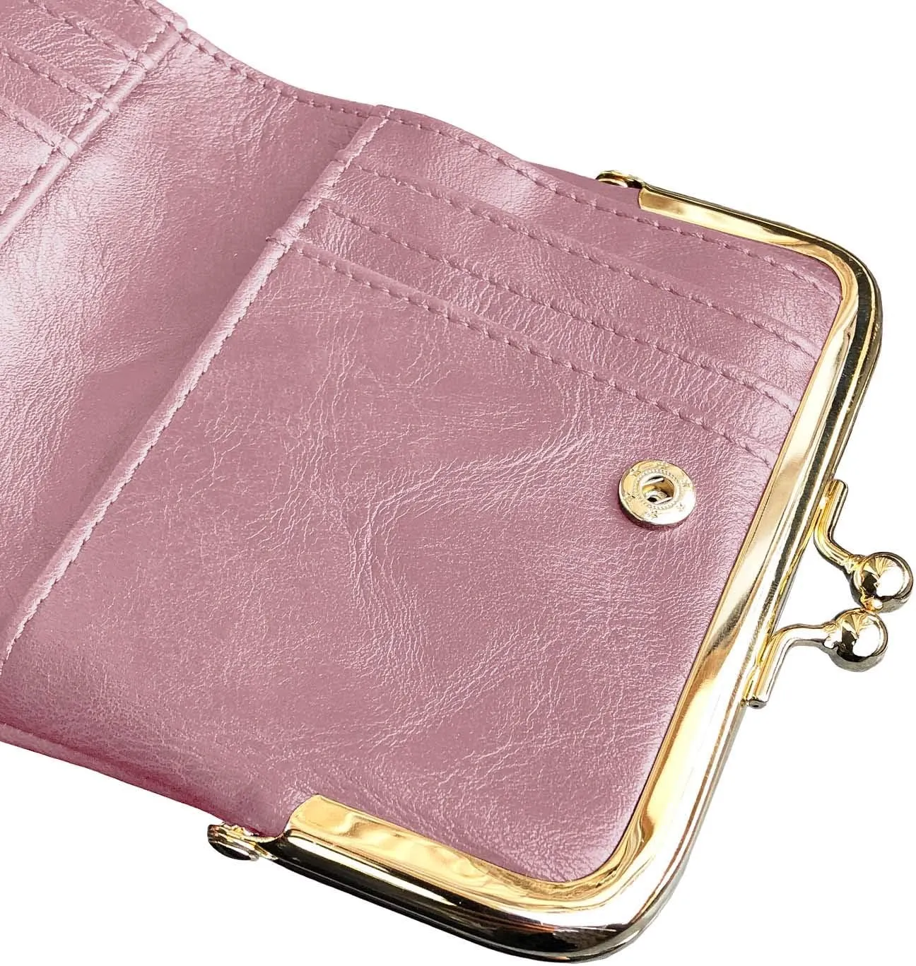 AOXONEL Womens Wallet Small Rfid Ladies Compact Bifold Leather Vintage Coin Purse With Zipper and Kiss Lock