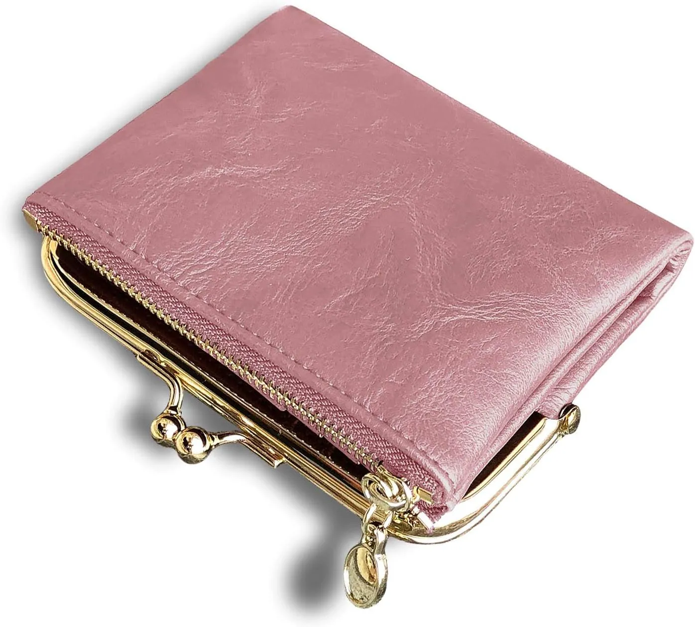 AOXONEL Womens Wallet Small Rfid Ladies Compact Bifold Leather Vintage Coin Purse With Zipper and Kiss Lock