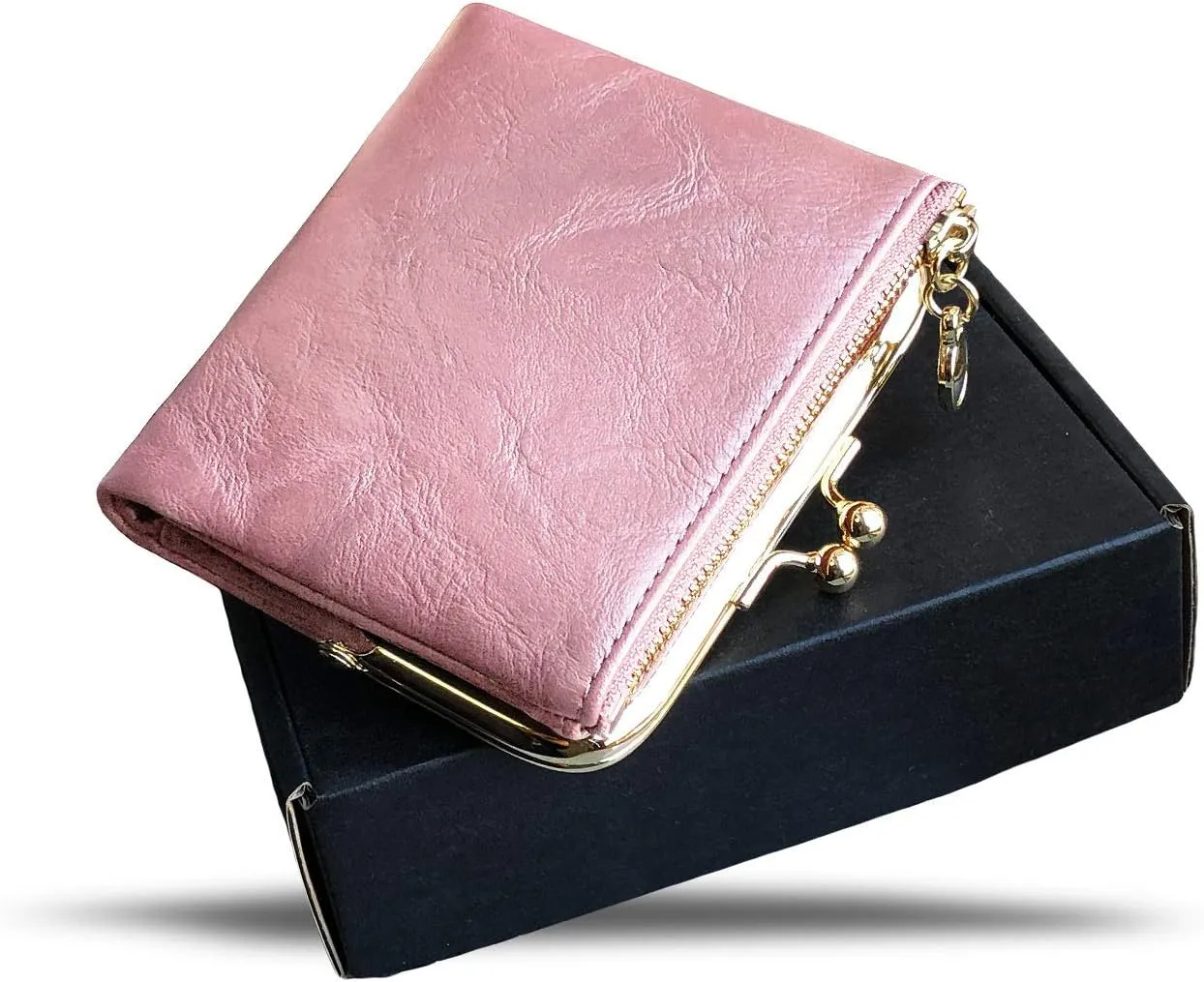 AOXONEL Womens Wallet Small Rfid Ladies Compact Bifold Leather Vintage Coin Purse With Zipper and Kiss Lock