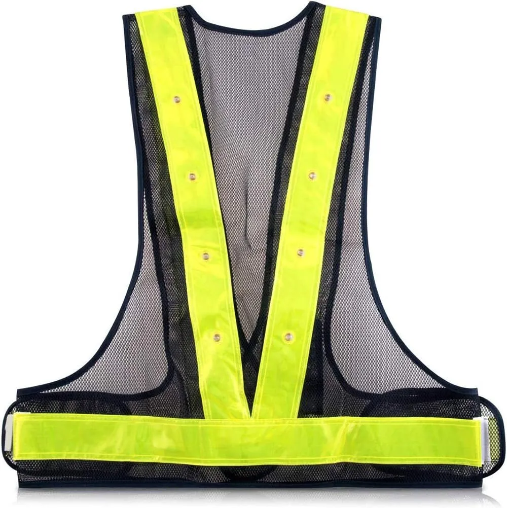 aqxreight High Visibility LED Light Vest Reflective Vest Waistcoat Traffic Outdoor Night Warning Reflector. TWO. with. safety. two. Light. provide. increased. jogging. walking.. MODES:. (Black)
