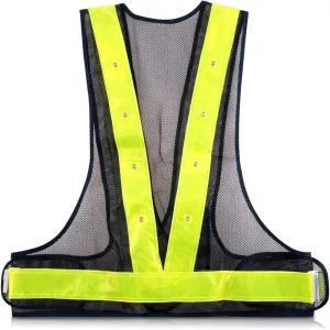 aqxreight High Visibility LED Light Vest Reflective Vest Waistcoat Traffic Outdoor Night Warning Reflector. TWO. with. safety. two. Light. provide. increased. jogging. walking.. MODES:. (Black)