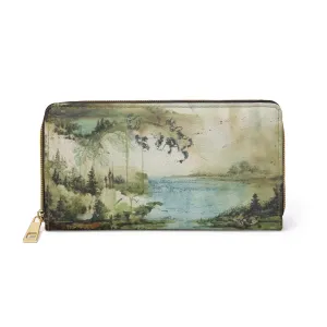 Artistic Watercolor Zipper Wallet Nature Inspired Design, Perfect Gift for Nature Lovers Travel Companion, Functional Accessory, Eco-Friendly