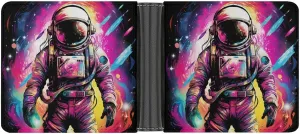 Astronaut Universe Fantasy Glaxy Funny Men's Slim Bifold Wallet with Multiple Card Slots Front Pocket Purse