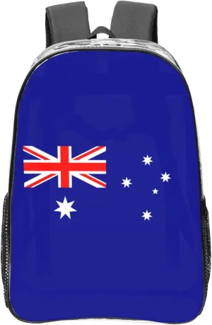 Australian Flag Transparent Backpack-16-Inch Pvc Clear Backpack With Side Pockets,Black