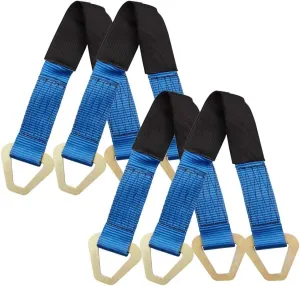 Axle Straps 10000 Lbs Break Strength 3335 Lbs Working Load Blue Car Axle Straps for Race Car Hauler Tow Truck 4x4 Off-Road,4 Pack (2 Inch by 24 Inch)