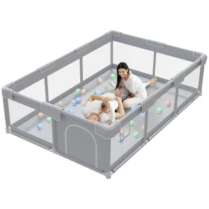Baby Playpen Extra Large Play Yard 74" x 50" Playpen for Babies and Toddlers with Anti-Slip Suckers and Zipper Gate, Safety Baby Activity Center for Indoor & Outdoor