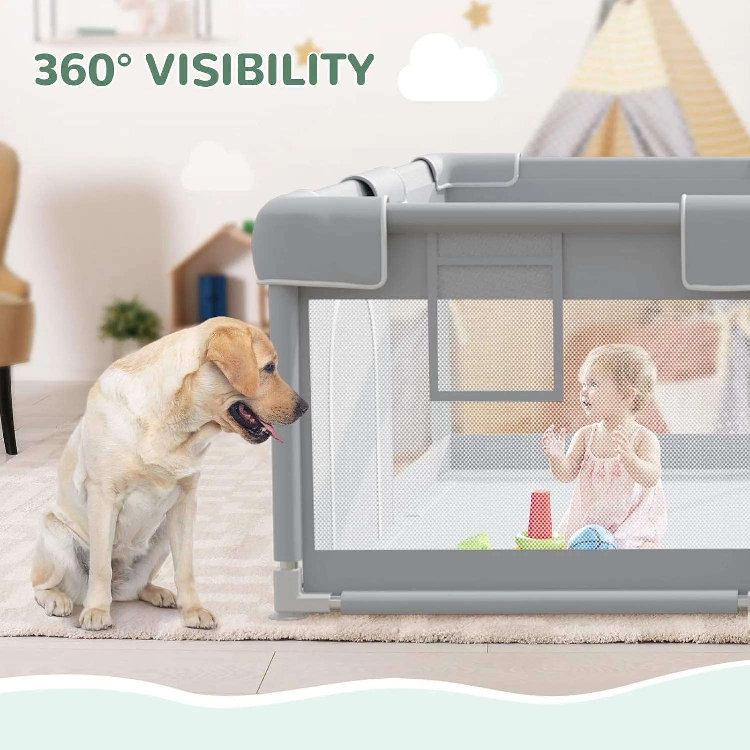 Baby Playpen Extra Large Play Yard 74" x 50" Playpen for Babies and Toddlers with Anti-Slip Suckers and Zipper Gate, Safety Baby Activity Center for Indoor & Outdoor