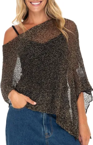 Back From Bali Womens Sheer Poncho Shrug Bolero, Lightweight Summer Shrug Pullover Sweater