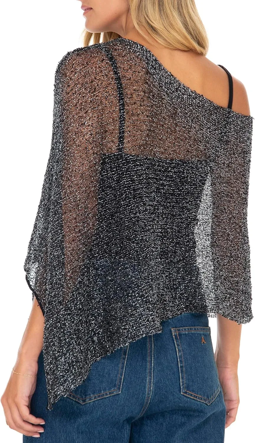 Back From Bali Womens Sheer Poncho Shrug Bolero, Lightweight Summer Shrug Pullover Sweater