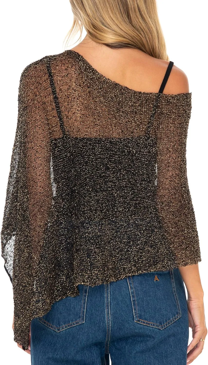 Back From Bali Womens Sheer Poncho Shrug Bolero, Lightweight Summer Shrug Pullover Sweater