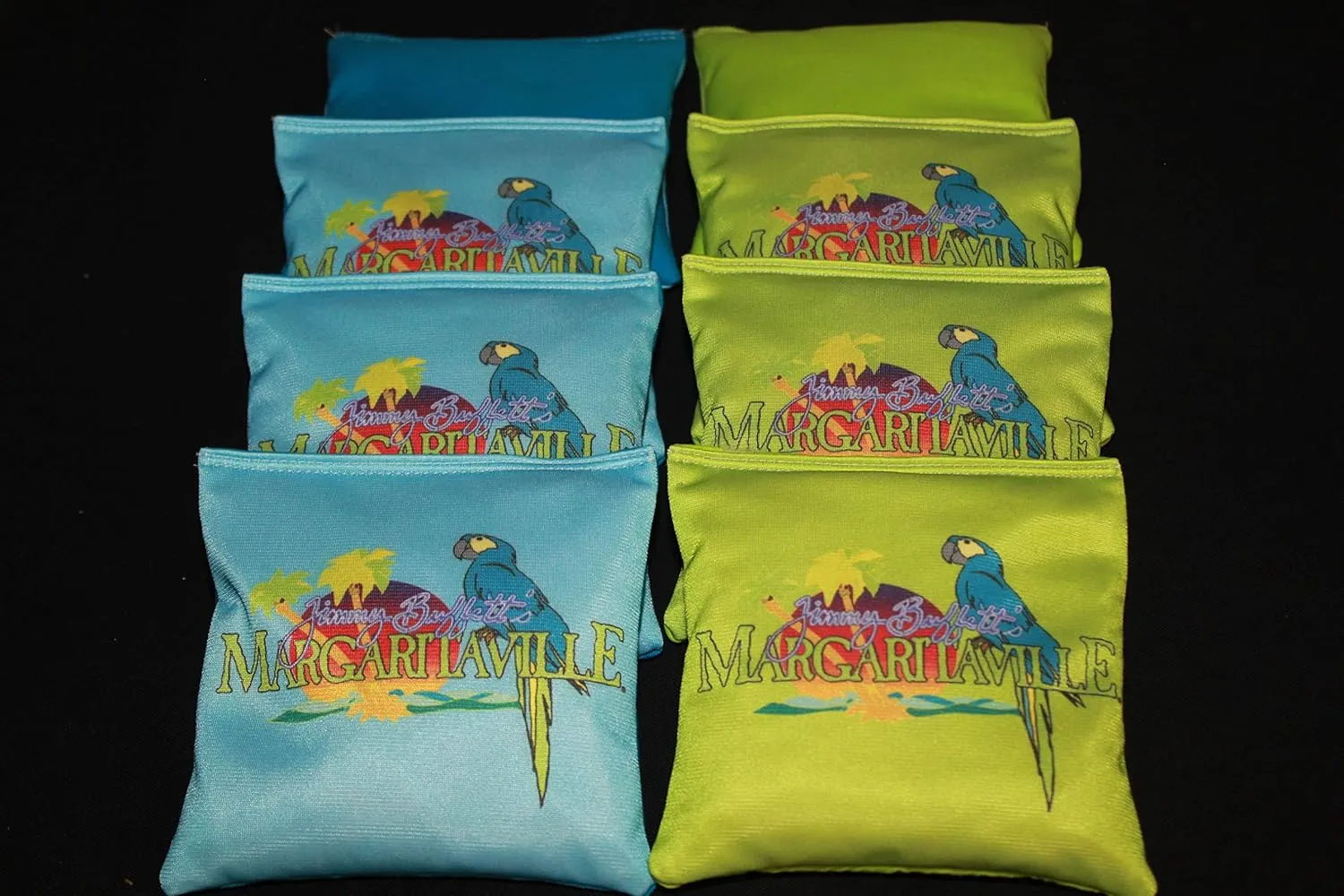 BackYardGamesUSA Paradise Tropical Parrots - All Weather or Corn Filled Cornhole Bags - Set of 8 Regulation Size Duck Canvas Cornhole Toss Bean Bags