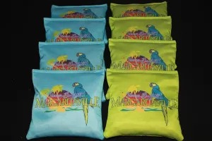 BackYardGamesUSA Paradise Tropical Parrots - All Weather or Corn Filled Cornhole Bags - Set of 8 Regulation Size Duck Canvas Cornhole Toss Bean Bags