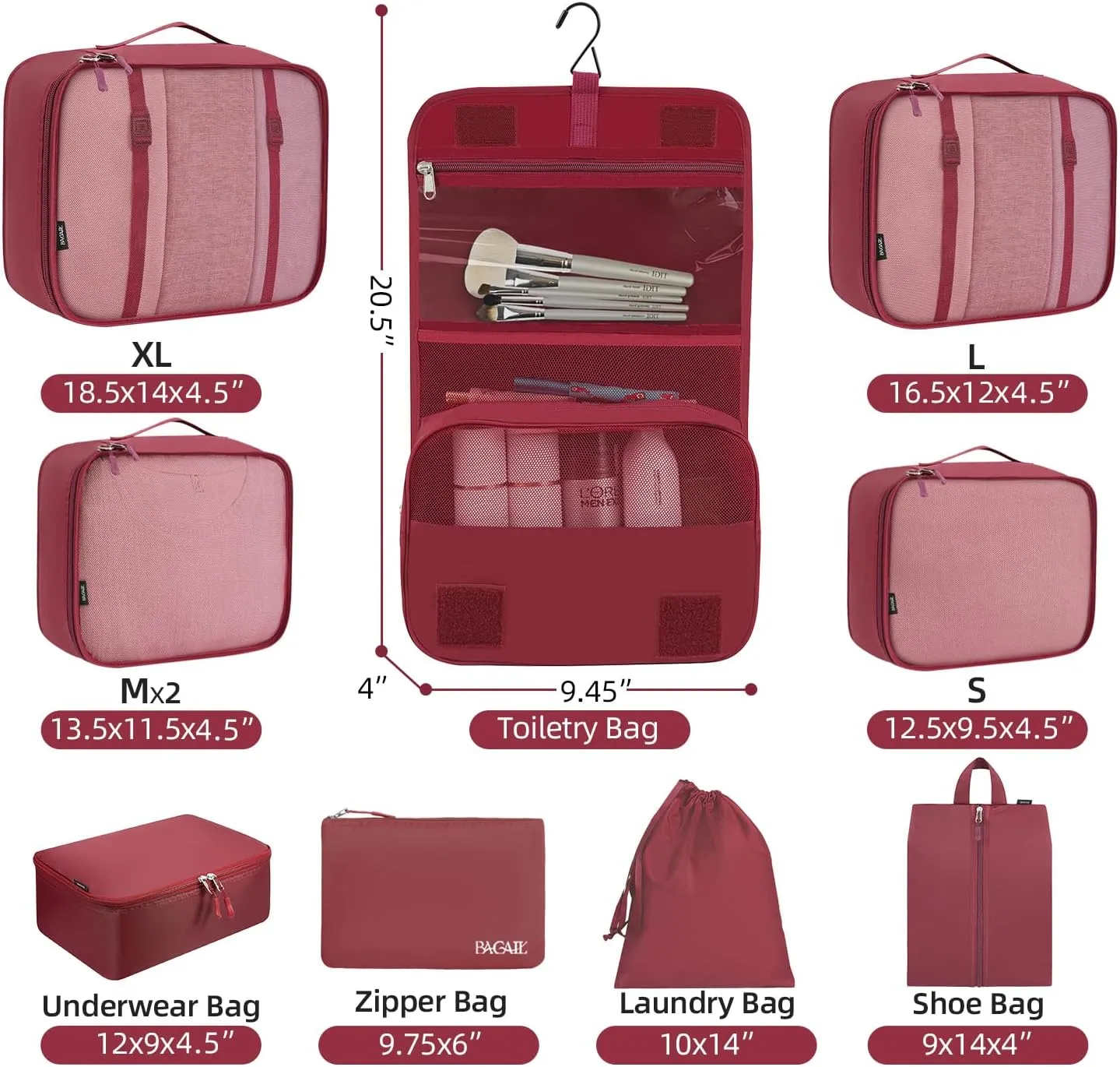 BAGAIL 6 Set/8 Set/10 Set Packing Cubes Various Sizes Packing Organizer for Travel Accessories Luggage Carry On Suitcase