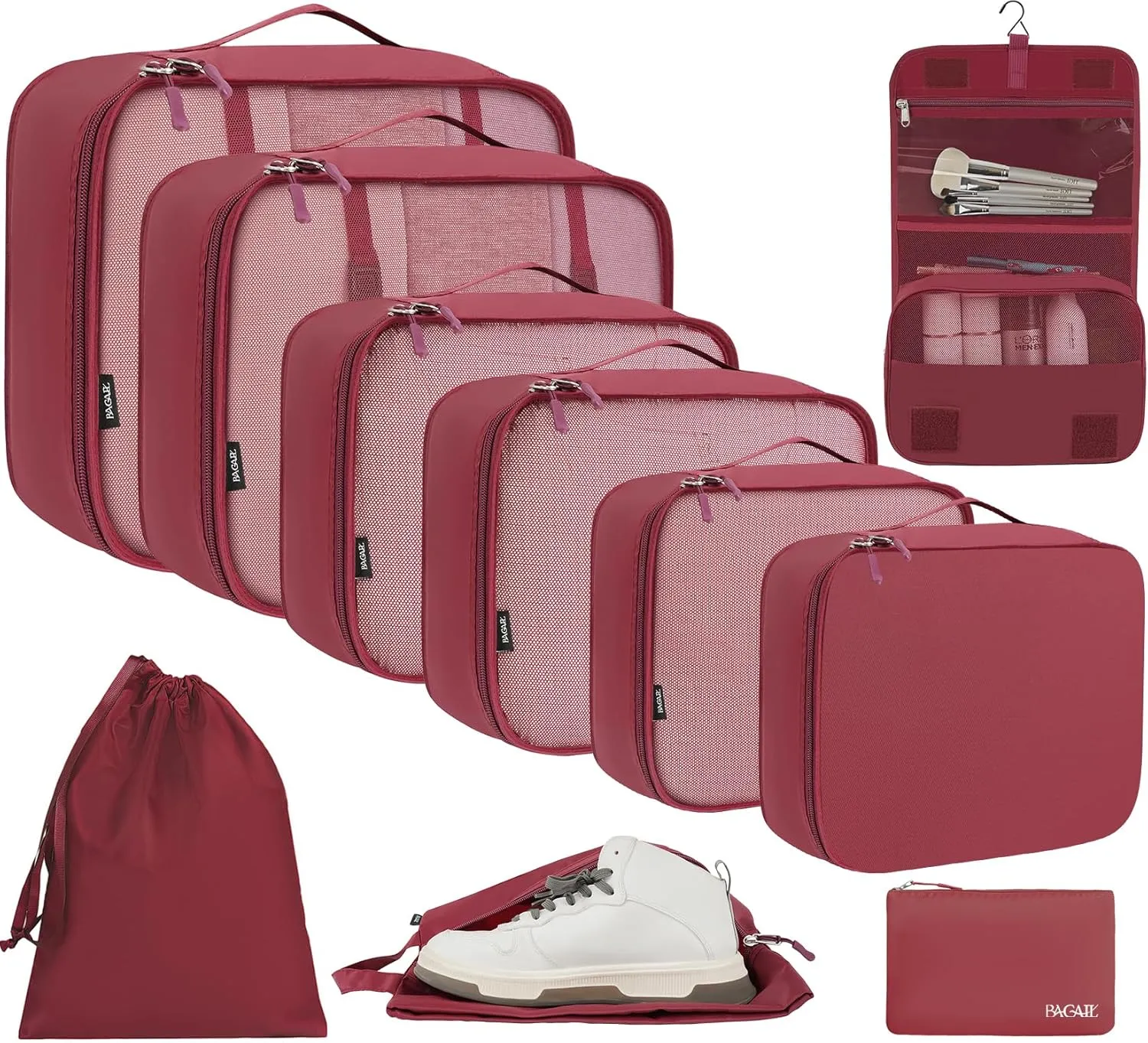 BAGAIL 6 Set/8 Set/10 Set Packing Cubes Various Sizes Packing Organizer for Travel Accessories Luggage Carry On Suitcase