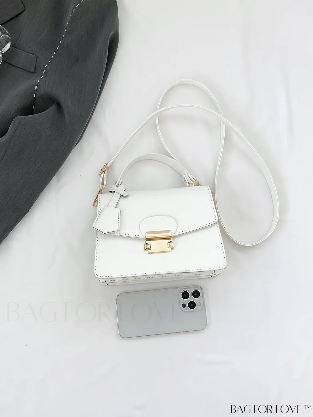 BagForLove - Compact Square PU Leather Handbag - Sleek and Elegant Design