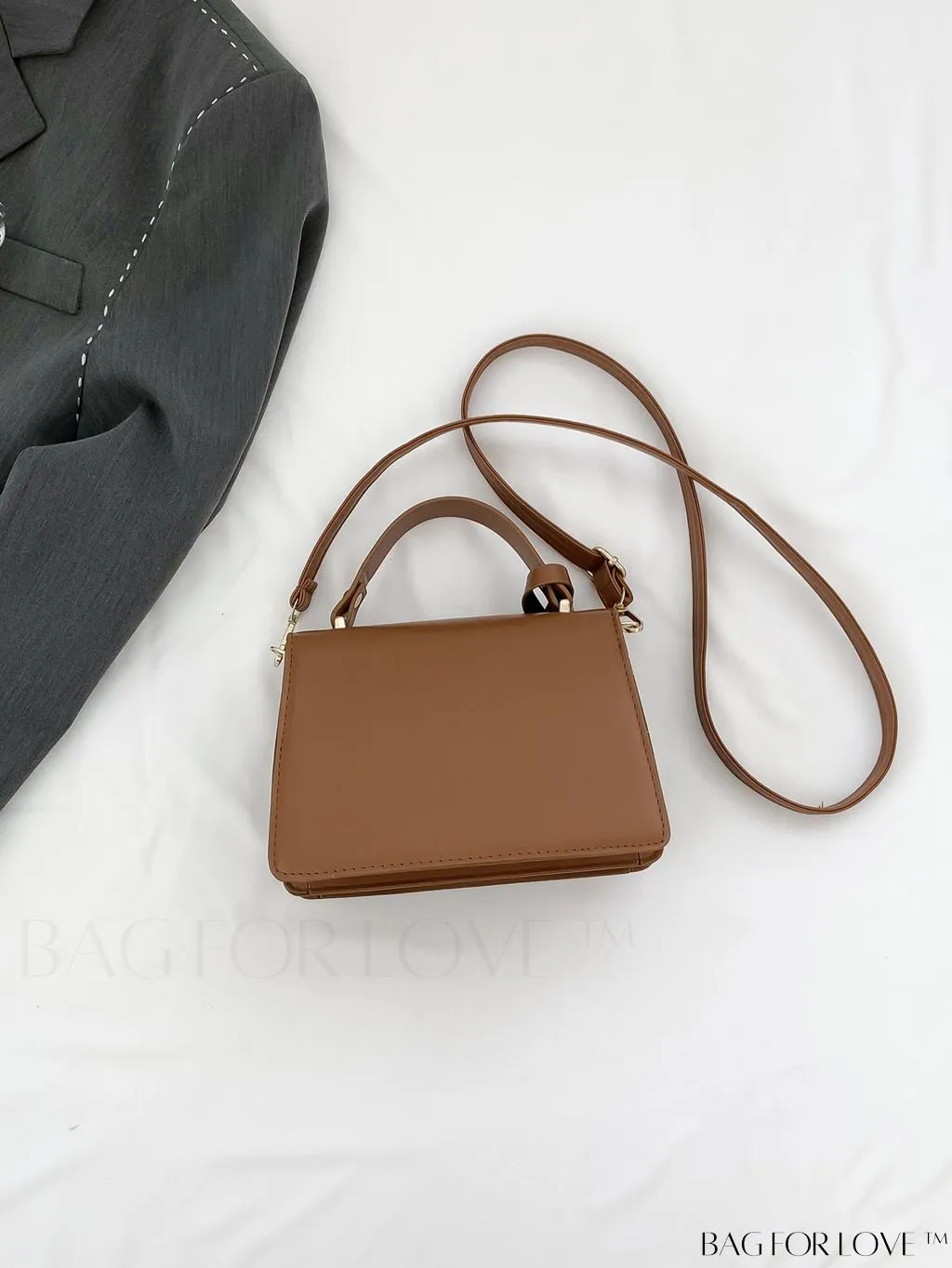 BagForLove - Compact Square PU Leather Handbag - Sleek and Elegant Design
