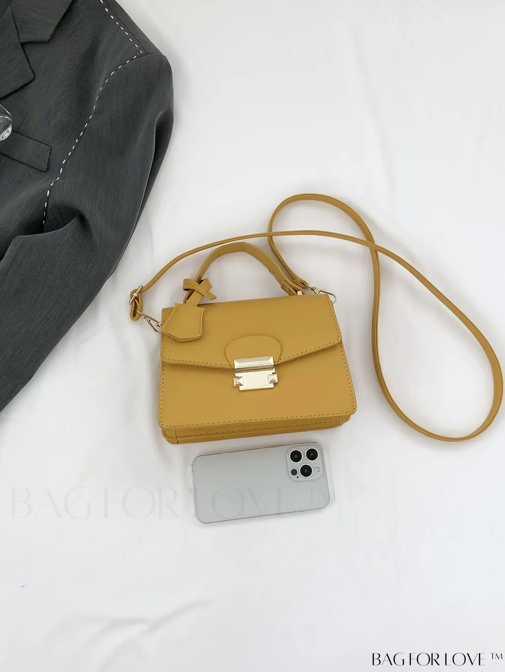 BagForLove - Compact Square PU Leather Handbag - Sleek and Elegant Design