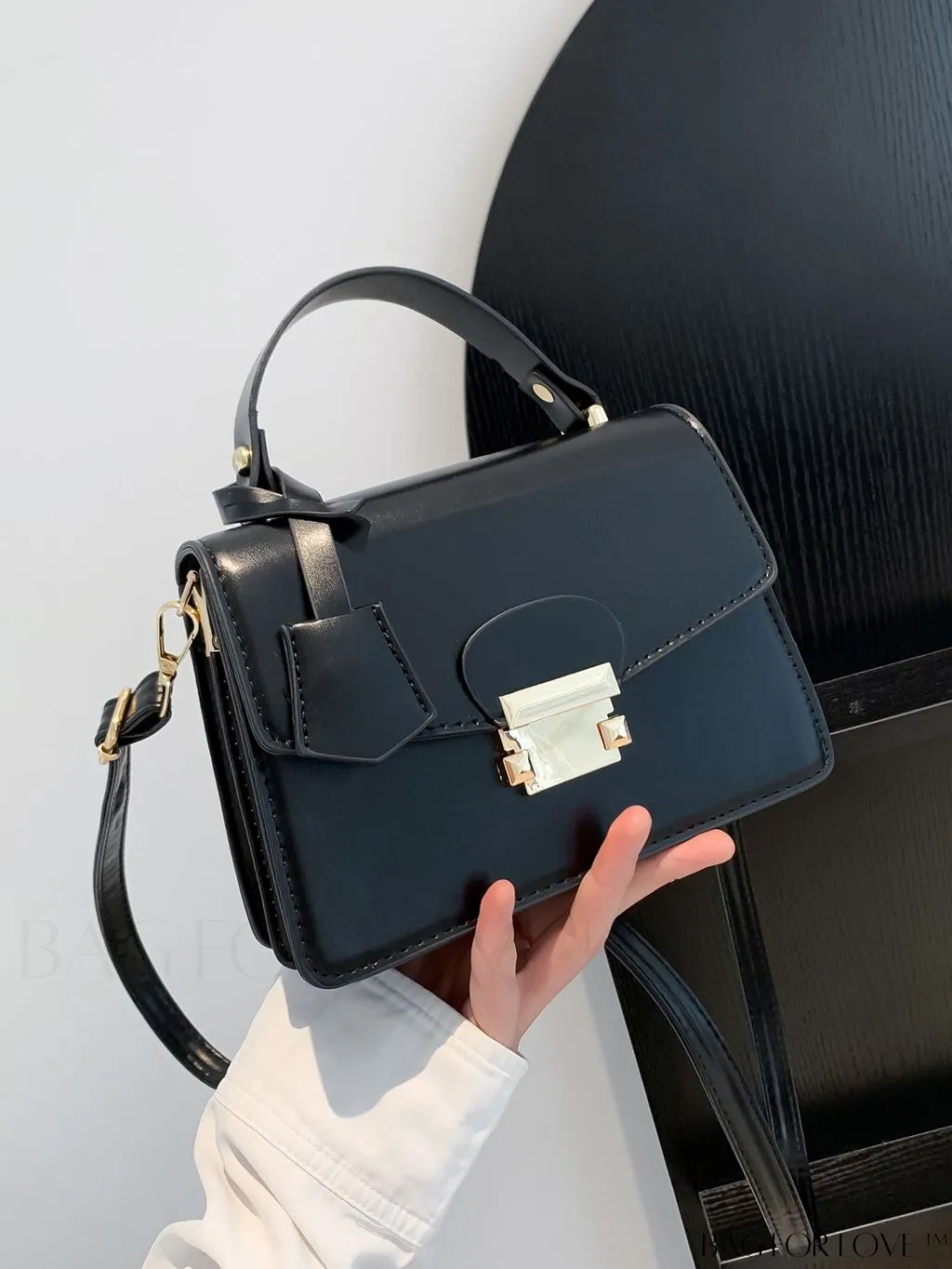BagForLove - Compact Square PU Leather Handbag - Sleek and Elegant Design