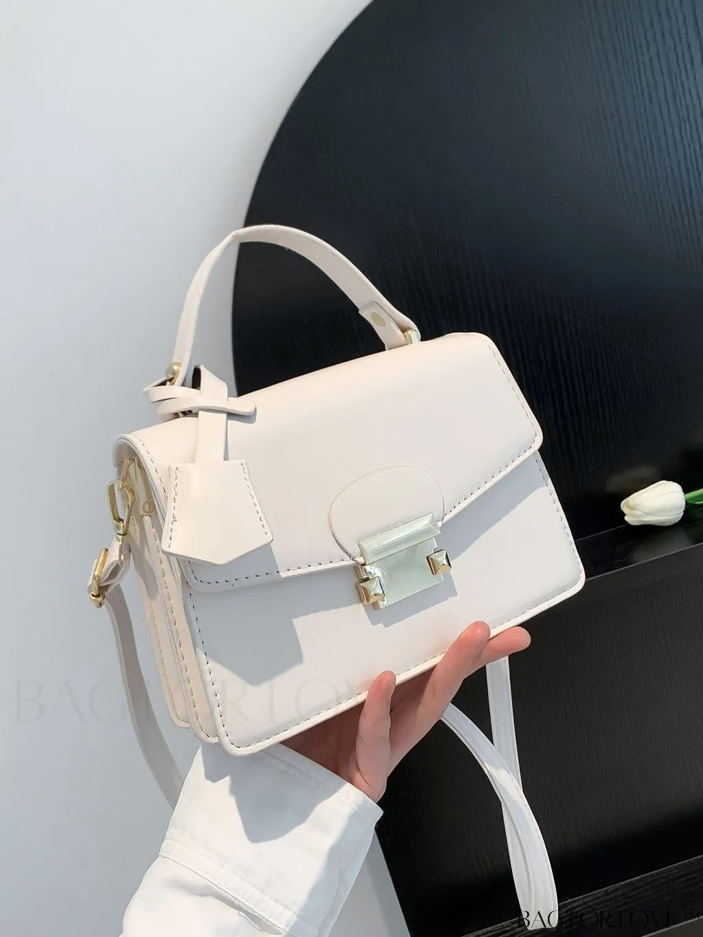 BagForLove - Compact Square PU Leather Handbag - Sleek and Elegant Design