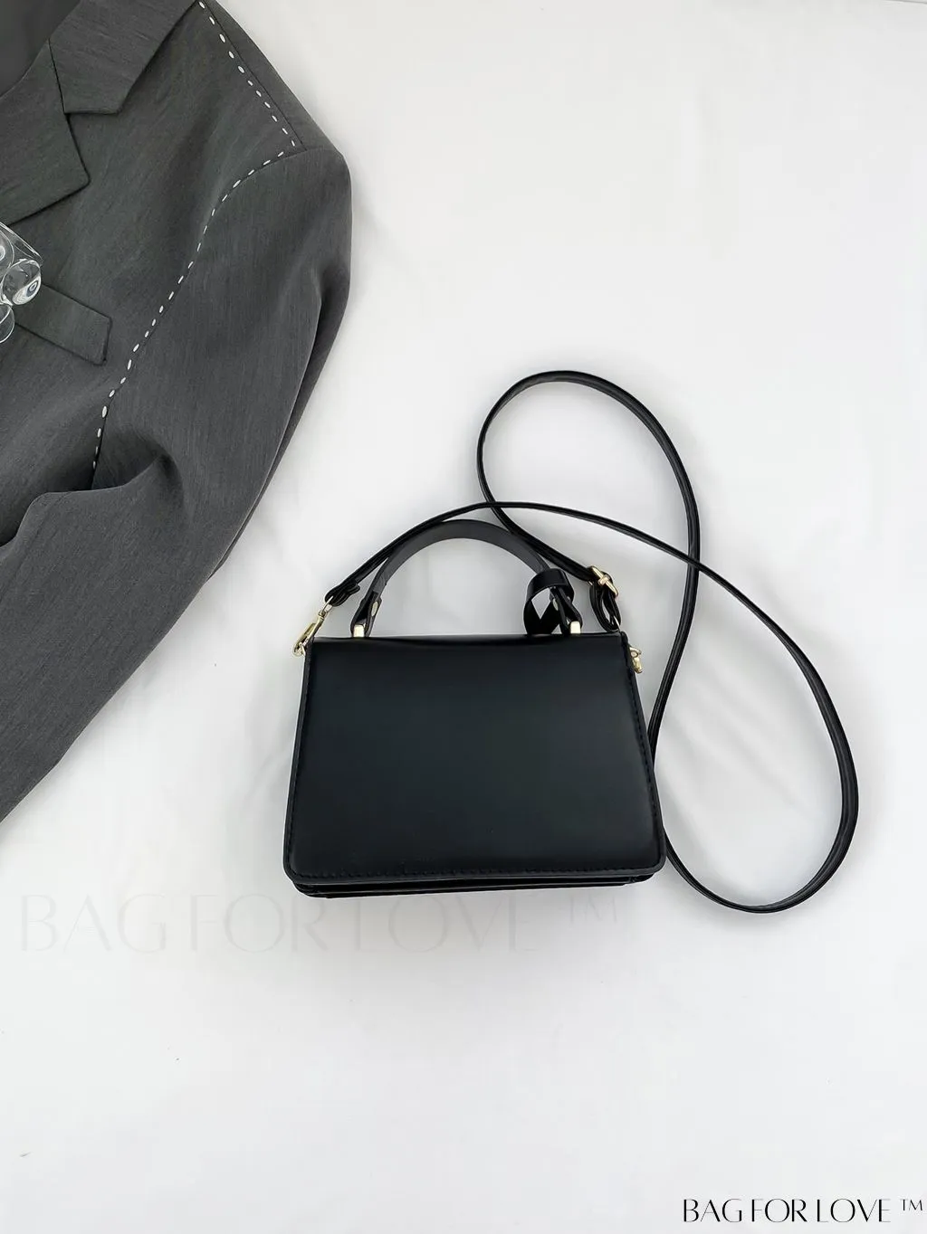 BagForLove - Compact Square PU Leather Handbag - Sleek and Elegant Design