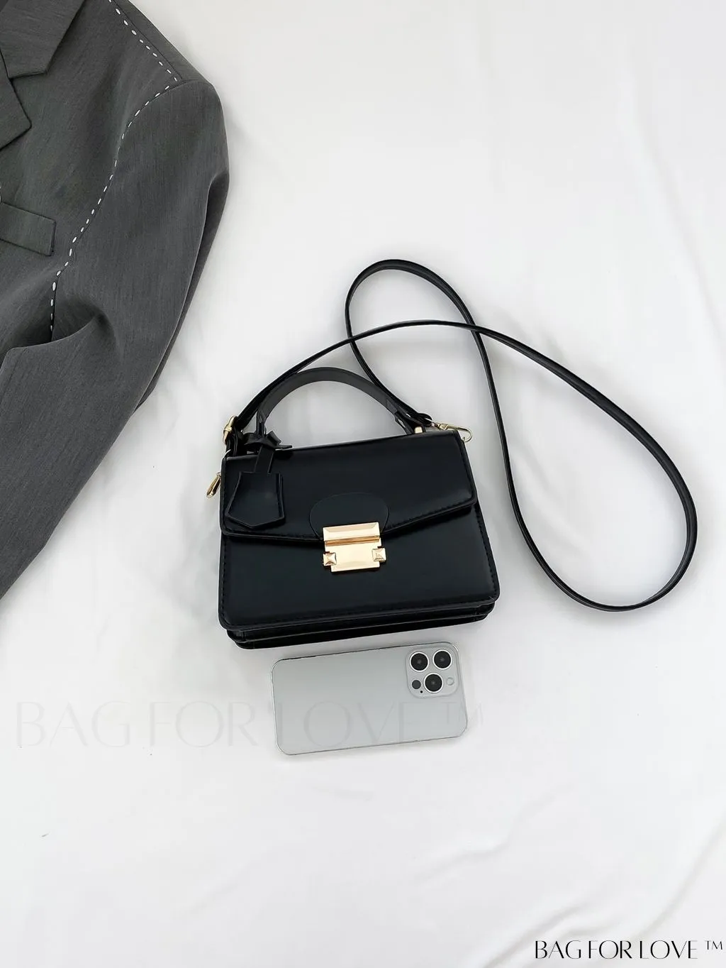 BagForLove - Compact Square PU Leather Handbag - Sleek and Elegant Design