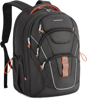 BAGSMART Large Travel Backpack for Women Men,Laptop Backpack Flight Approved Carry On Computer Bag Fits 17 Inch Laptop,Water Resistant Outdoor Backpack for Hiking Business,Black