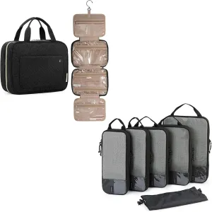 BAGSMART Toiletry Bag & Compression Packing Cubes