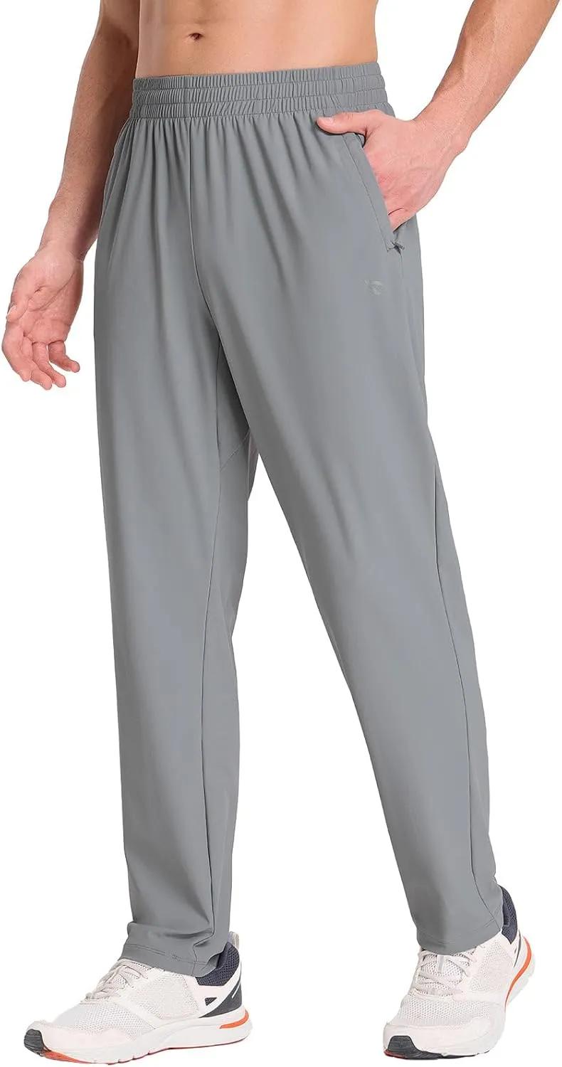baleaf Men's Athletic Pants with Zipper Pockets Lightweight Quick Dry Tapered Sweatpants for Track, Workout, Jogging, Running