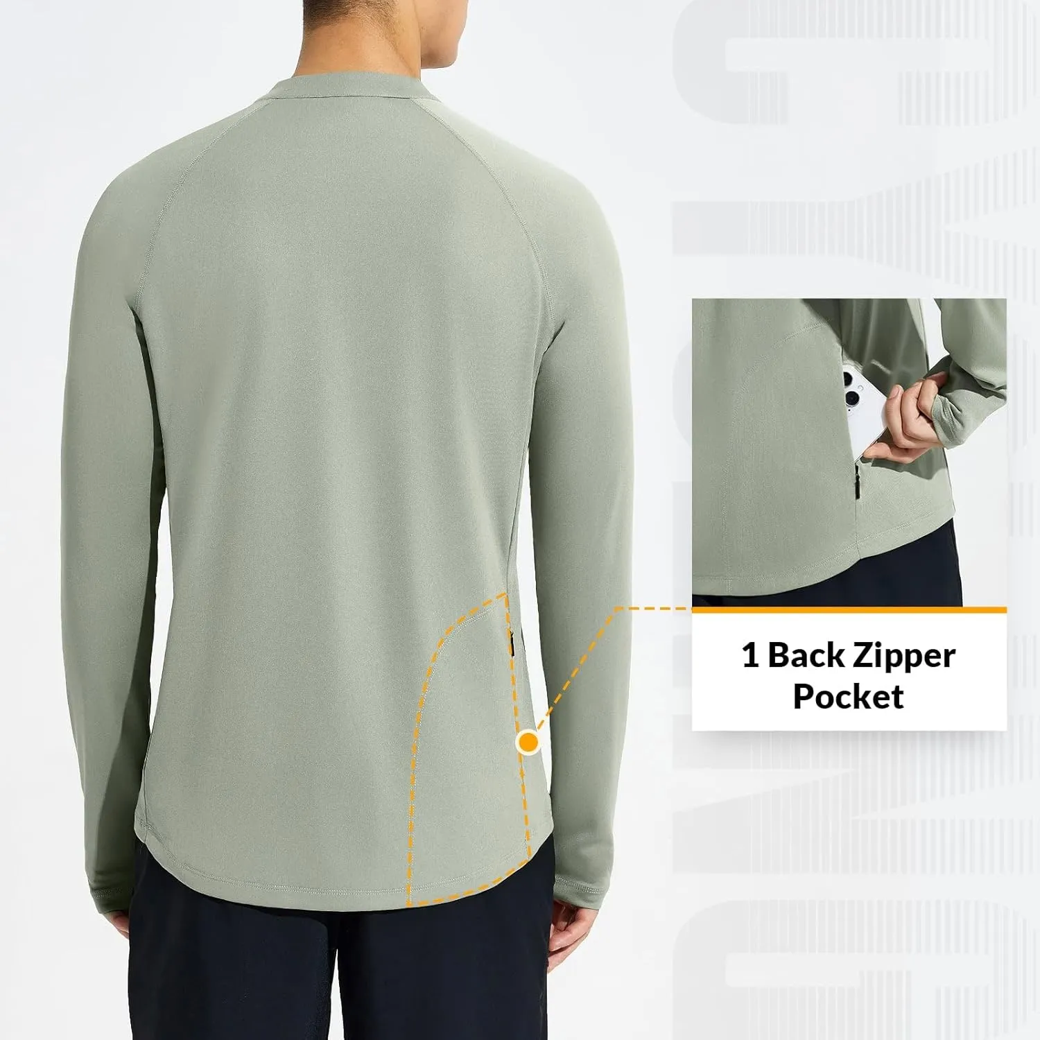 baleaf Men's Sun Shirts UPF 50  Rash Guard Long Sleeve 1/4 Zip SPF UV Protection Lightweight Quick Dry