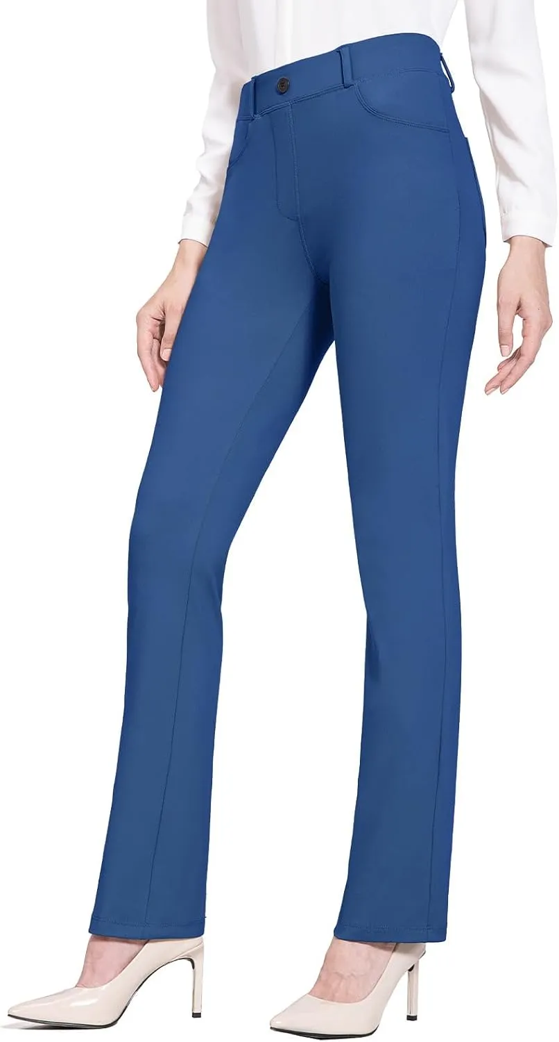 baleaf Womens Dress Pants 29"/31" Yoga Work Pants Straight Leg/Bootcut Pull On Slacks Business Casual Office Pockets