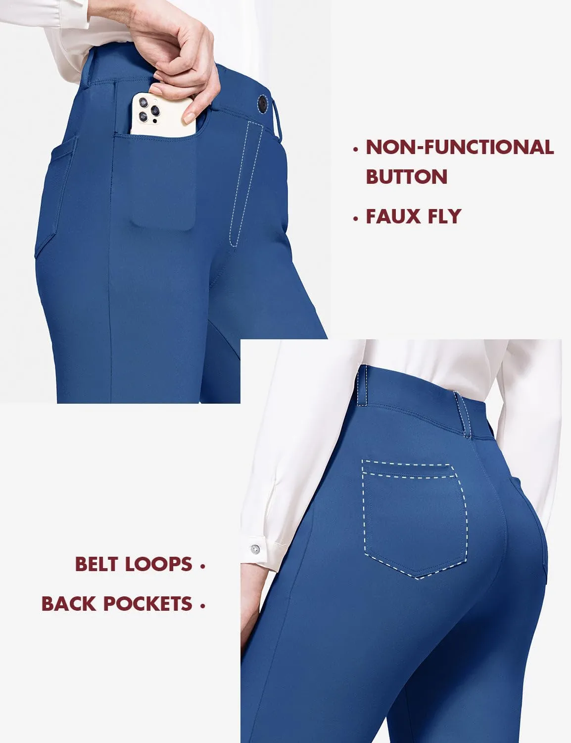 baleaf Womens Dress Pants 29"/31" Yoga Work Pants Straight Leg/Bootcut Pull On Slacks Business Casual Office Pockets