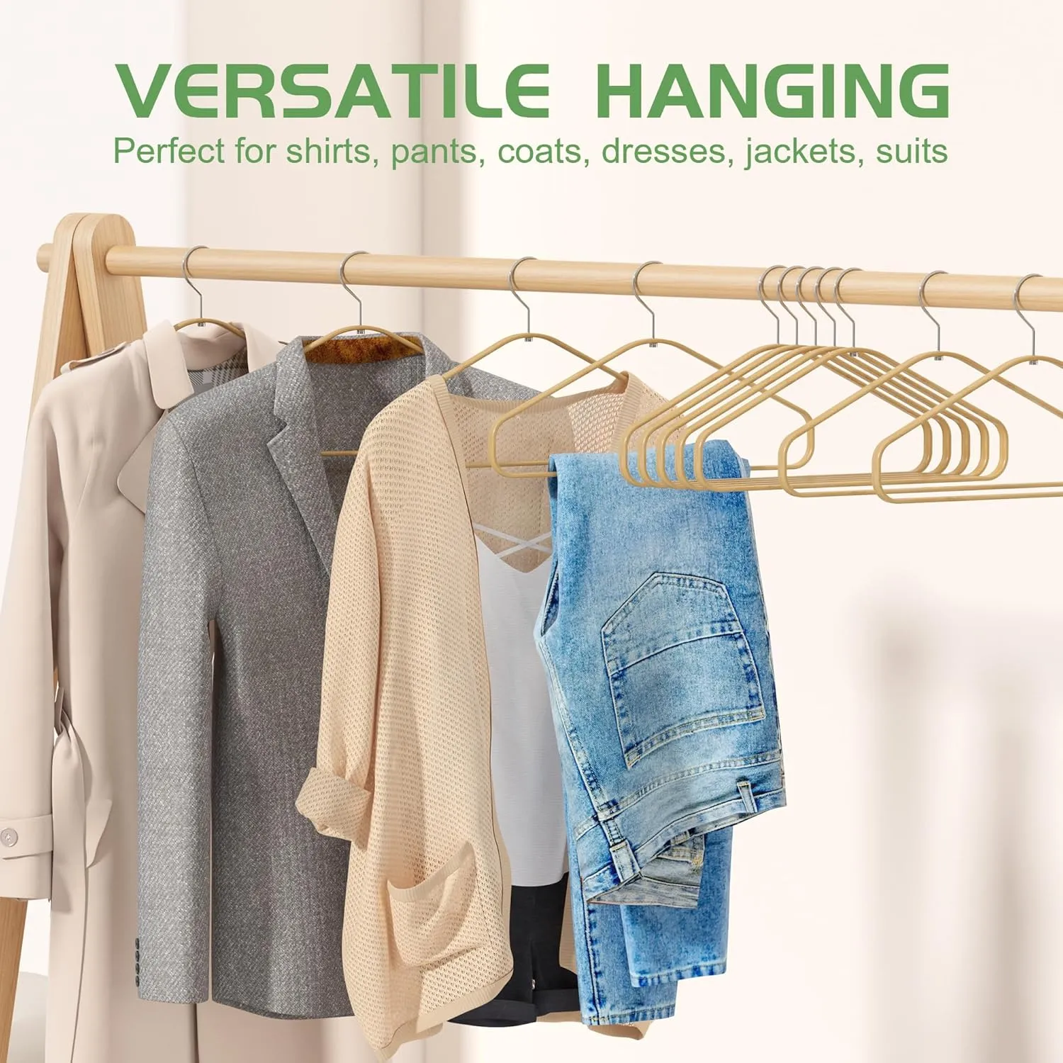 Bamboo Hangers 20 Pack - Durable & Slim Coat Hanger - Suit Hangers with 360-Degree Rotatable Hook, Suit Hangers for Clothes, Jacket, Shirt, Tank Top, Pant (Natural, 20)